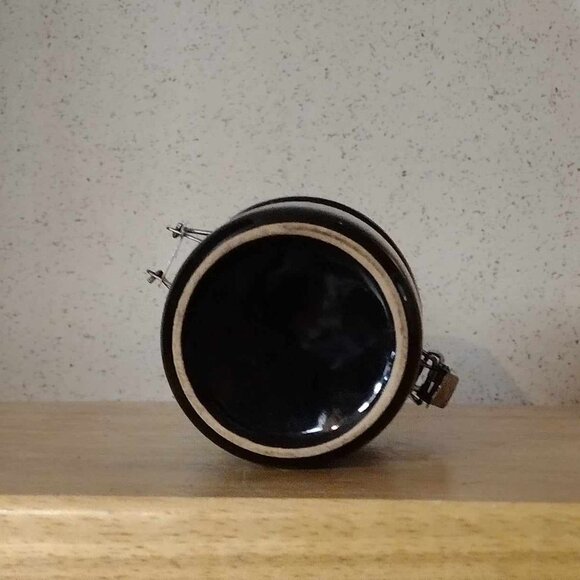 6 oz Black Airtight Ceramic Crock Container with Locking Lid - Picture 3 of 3